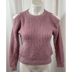 Forever 21 Sweater Girls Waffle Knit Cold Shoulder Long Sleeve Crew Neck